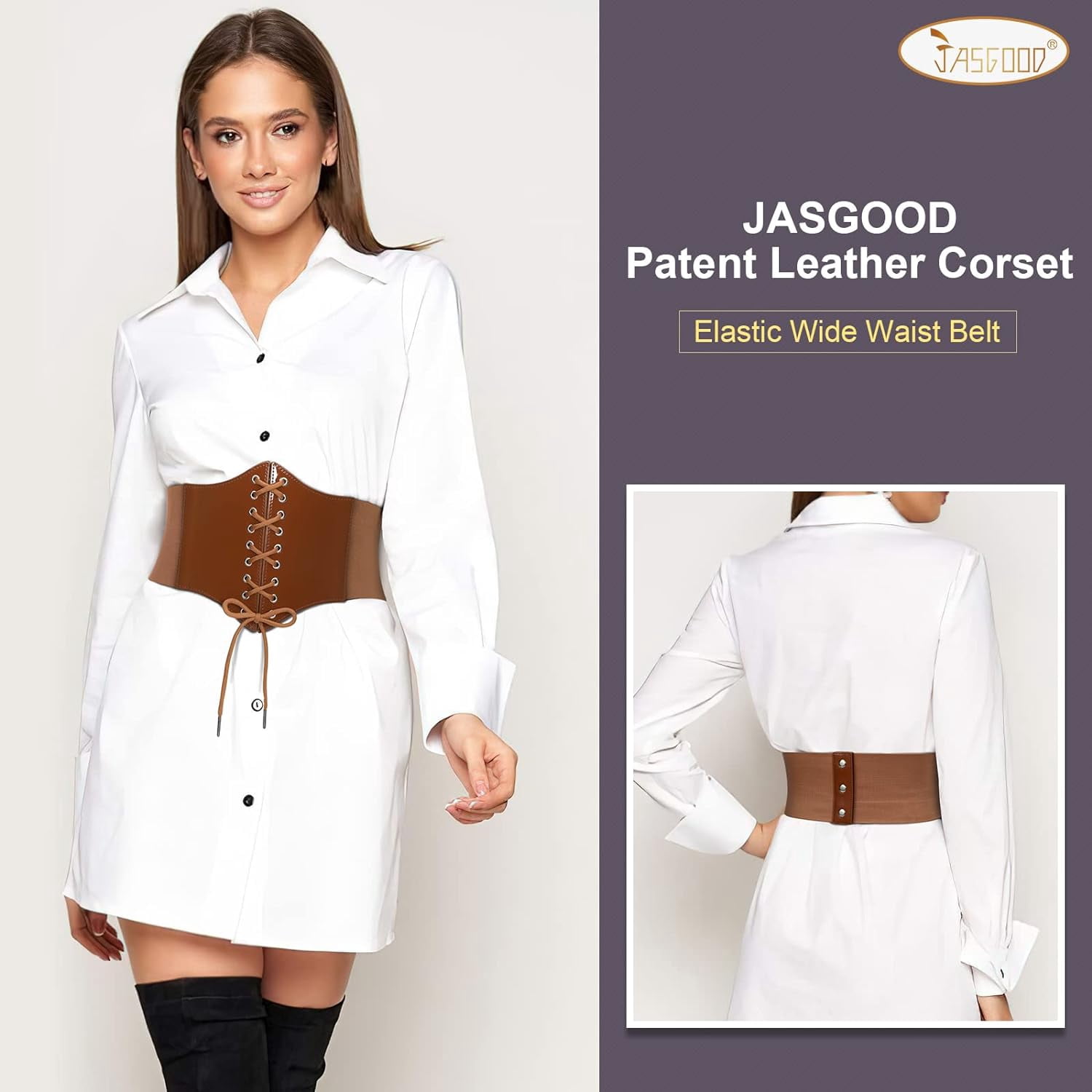 2413 Women’s Elastic Costume Waist Belt Lace-up Tied Waspie Corset Belts HANERDUN Lace-up Waspie Corset Belts for Women Elastic Waist  main image 2