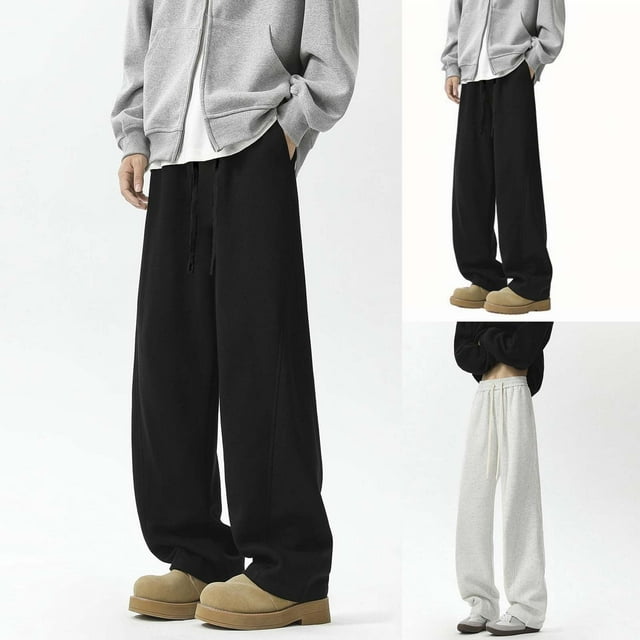Styesk Men's Pants Man Solid Color Return To The Ancients Droop Euryscelia Drawstring Pattern Trousers