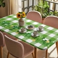 thumbnail image 3 of St. Patrick's Day Table Cloths for 3 Foot Rectangle Tables, Shamrock Grasses Sage Green Plaid Patio Waterproof Elastic Fitted Tablecloths, Washable Rectangular Table Cover for Camping, 3 of 8