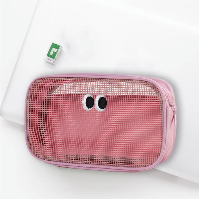 Cute Big Eyes Large Capacity Mesh Makeup Wash Bag Digital Organizing Sundries Storage Bag