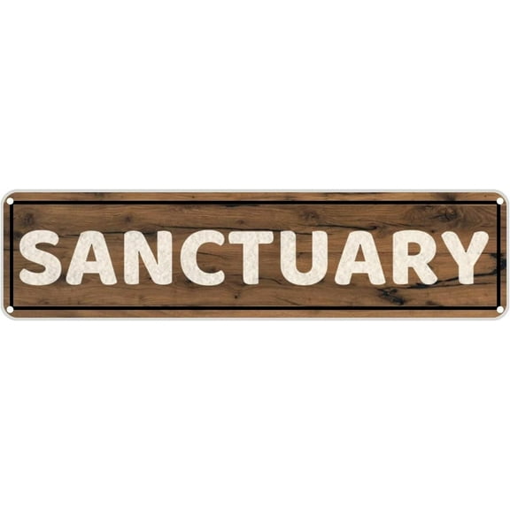 Vintage Metal Tin Sign 4"x16" SANCTUARY Retro Wall Decor for Home, Cafe, and Garden - Aluminum Sign for Men & Women