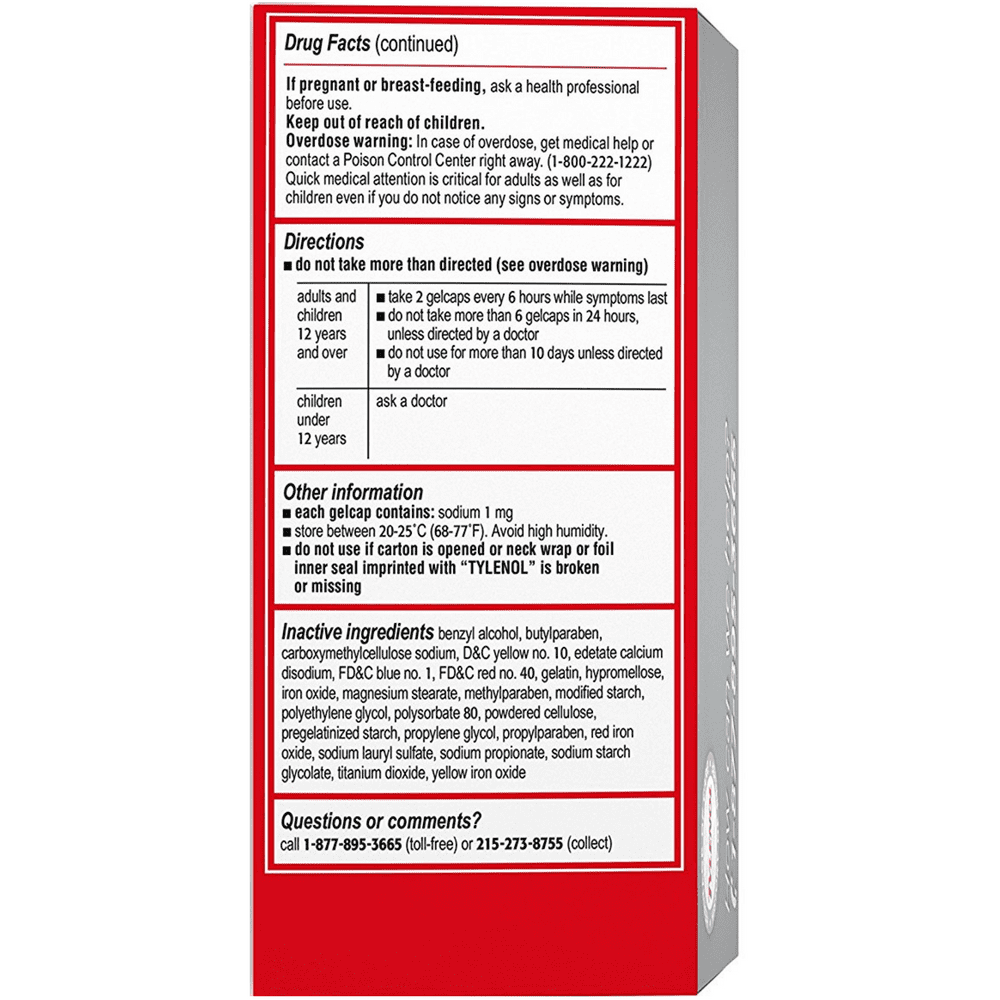 TYLENOL Acetaminophen Rapid Release Gelcaps 500 mg 225 ea (Pack of 3)