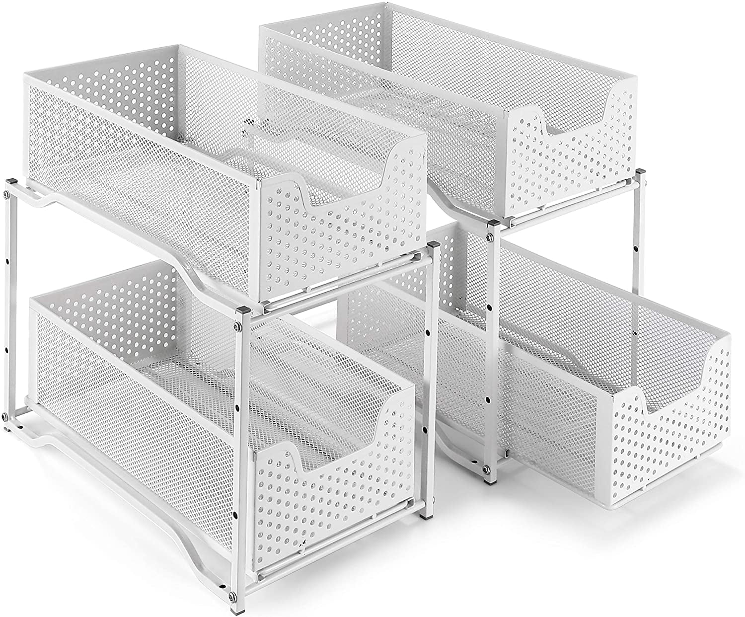2 Pack - Highwell Stackable 2-Tier Under Sink Cabinet Organizer with Sliding  Storage Drawer, White 