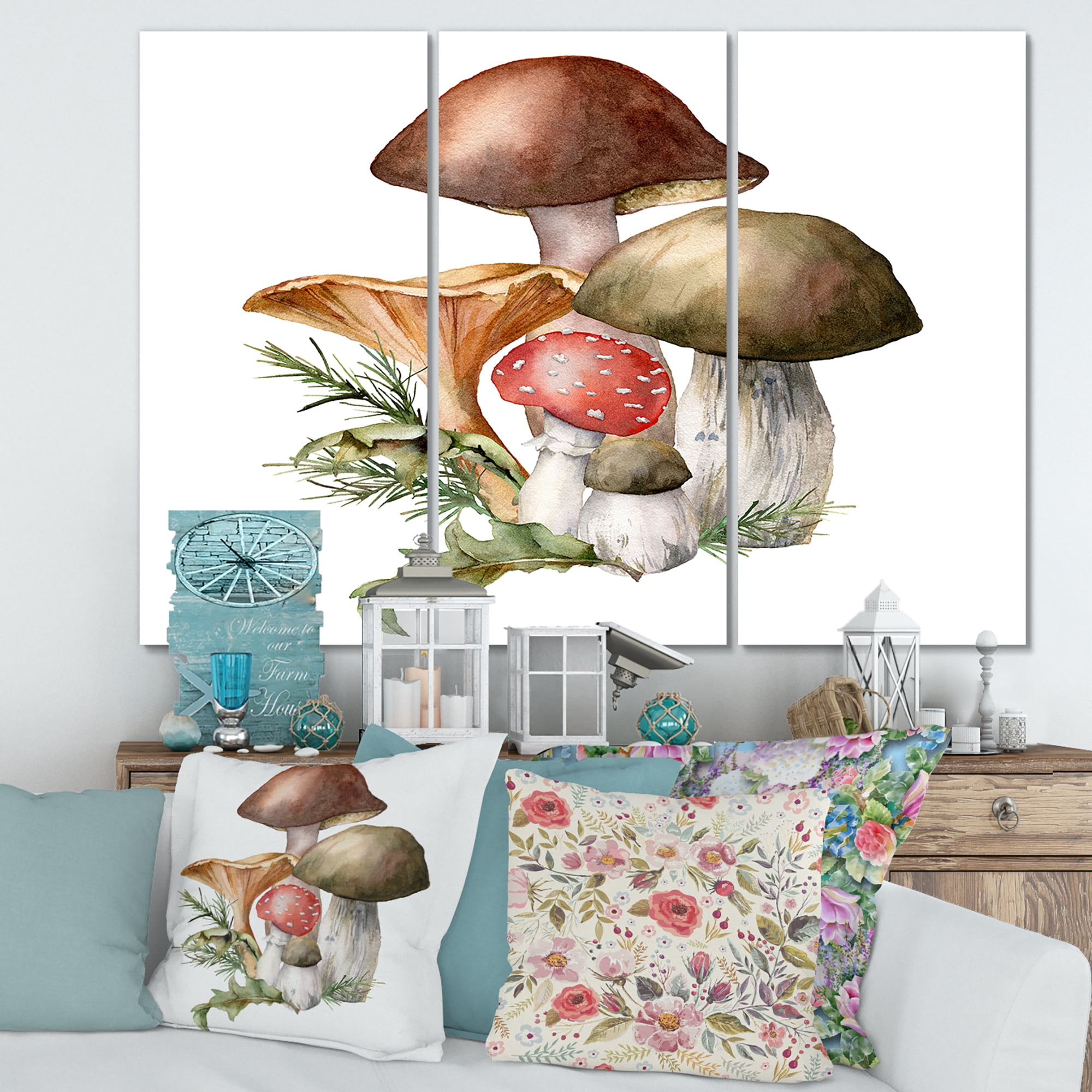 Designart ' Autumn Composition With Mushrooms ' Traditional Canvas Wall Art Print