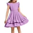 thumbnail image 3 of Arshiner Girls Dresses Flutter Sleeve A-Line Sundress Casual Summer Tiered Swing Midi Pocket Dress, 3 of 3