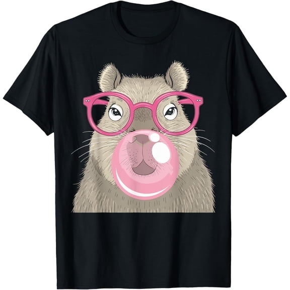 Capybara Bubble Gum Funny Cute Capy Rodent Women Girls T-Shirt