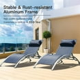 thumbnail image 4 of Outdoor Chaise Lounge Chair Set of 2, Patio Recliner Chairs with Adjustable Backrest and Removable Pillow, Tanning Chair for Beach, Pool, Sunbathing, Blue, 4 of 6