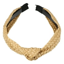 Unique Bargains 1 Pcs Straw Knotted Headband Fashion Hairband for Woman Non Slip Khaki