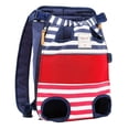 thumbnail image 1 of Sac à Dos pour Animaux de Compagnie pour Chat et Chiens, Sac de Voyage à l'Avant pour Chien, Transport pour Animaux, Petits et Moyens Chiens, Bouledogue, Chiot, Rayures Rouges et Bleues, 1 of 7