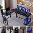 L-Shaped Computer Desk, 66 Inch, with Removable CPU Stand and Headphone ...