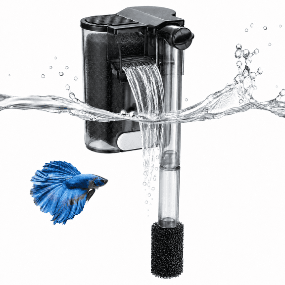 SLOCME USB Aquarium Waterfall Filter, Small Hang On Back Fish Tank Filter with Adjustable Flow, Sponge Filtration, Quiet Energy-Saving Motor for 3–10 Gallon Betta, Shrimp & Nano Aquariums