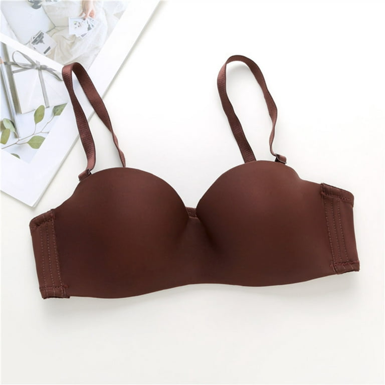 Women's Summer Thin Super Thin Cup Detachable Shoulder Strap Underwear  Smooth and Traceless Bra Bras for Women Coffee 36