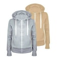 thumbnail image 2 of QATAINLAV Womens 2PC Fleece Hooded Sweatshirt Jacket with Pockets Solid Color Casual Full Zip Hoodies Fashion Fall Winter Outfits, Khaki, XL, 2 of 3