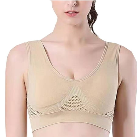 

Sunvit Womens Sports Bras- Sexy No rims Comfortable Breathable Casual Yoga Fitness Bra Push Up Vest Style Base Tops Underwear #81 Beige