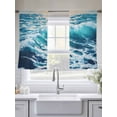 thumbnail image 6 of Blue Teal Coastal Semi Sheer Window Curtains 45 Inches Long, Sea Nautical Ocean Summer Beach Rod Pocket Voile Silky Chiffon Curtain Light Filtering Drapes for Living Room, Kitchen, 52"x45", 2 Panels, 6 of 9