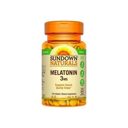 Sundown Naturals Melatonin Sleep Aid 3mg, Vegetarian Formula, 120ct, 2-Pack