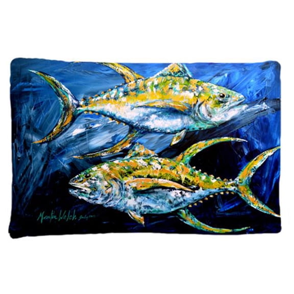 20.5 W x 30 in. Fish - Tuna Tuna Blue Moisture Wicking Fabric Standard Pillowcase