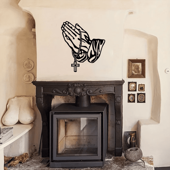 Gothic Black Metal Wall Cross Decor - Vintage Gothic Home Decor for Bedroom Bathroom & Kitchen - Christian Faith Prayer Wall Art, Halloween Housewarming Gift, Unique Gothic Room Decor"