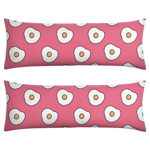 Cooking Inspired Body Pillow Case 20x54 - Food Print Long Pillow Cover with Invisible Zipper - Soft & Breathable Fabric for Maternity/Office Use - Eggshell & Chick Motif Machine Washable