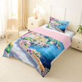 thumbnail image 3 of jejeloiu Coastal Town Watercolor Twin Comforter Sets Kids,Pink Cherry Blossom Bedding Set,Reversible,2pcs, 3 of 8