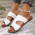 thumbnail image 6 of KIJBLAE Women's Wide Width One Band Open Toe Slide Sandals, Fashion Comfort Casual Outdoor Beach Slippers Spring Summer White 40, 6 of 8