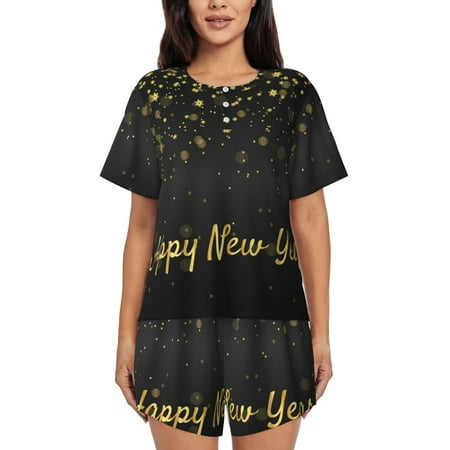 Sigee Happy New Year for Women’s Pajama Sets Long-Sleeved Pjs Sets for Women 2 piece Sleepwear-Small