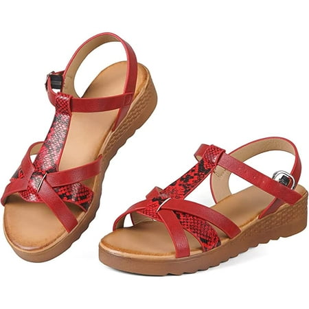 

MUSSHOE Platform Sandals for Women Open Toe Espadrille Platform Sandals Size 7