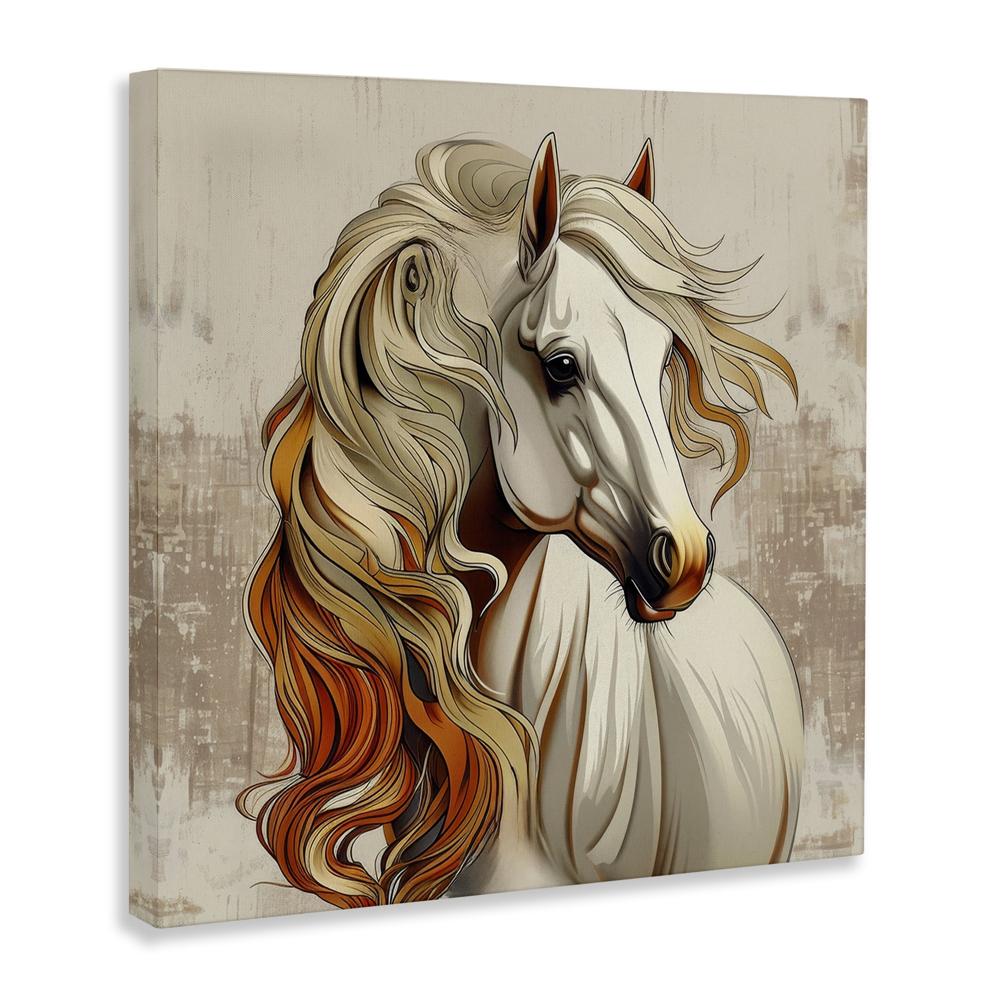 Stupell Industries Elegant Wavy Horse Mane Animals Painting Wrapped Canvas Art Print Wall Art, 36 x 36