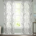 thumbnail image 2 of Black Gray Sheer Curtains 84 Inches Long 2 Panels Set, Window Sheer Curtains for Living Room/Bedroom, Pastoral Botanical Branch Aesthetics Light Filtering Rod Pocket Curtain 52'' x 84'' x 2, 2 of 7