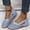 Blue, variant on AURIGATE Women's Slip On Loafers Leather Low Heels Hollow Out Mule Walking Shoes Sandals Oxfords Soft Comfortable Anti Slip Flats Platform Loafers Sneakers
