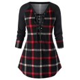 thumbnail image 1 of Camiseta larga holgada para Mujer, camisetas informales a cuadros, Blusa para Mujer, ropa para Mujer, camisetas para Mujer, 1 of 4