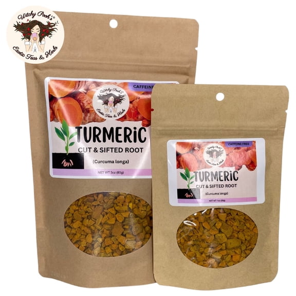 Witchy Pooh's Turmeric Tea - Cut & Sifted Root, Caffeine Free, 3oz Pouch