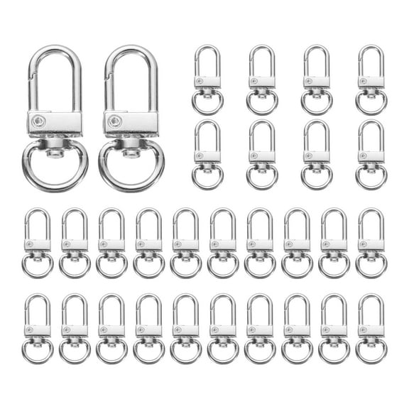 Uxcell Swivel Lobster Claw Clasps Keychain Lanyards Trigger Snap Hooks for Jewelry Making DIY Craft, White K, 30 Pcs