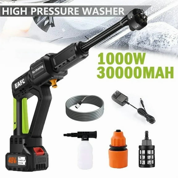 Cordless Pressure Washer, 30000mAh Battery Power Portable Pressure Washer 1060PSI with 6-in-1 Nozzle, Foam Bottle, Handheld Brushless High Pressure Washer for Car,Garden,Home Cleaning