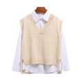 thumbnail image 2 of Suéter de mujer, chaleco con cuello en V, top de punto, nueva moda coreana 2024, jersey de primavera y otoño, jersey liso sin mangas para mujer, 2 of 5