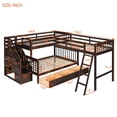 thumbnail image 2 of Harper & Bright Designs L-Shape Triple Bunk Beds with Stairs and Storage Drawers, Twin over Full Bed Attached a Loft Wood Corner Bunked, Espresso, 2 of 14
