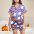 thumbnail image 2 of Leey-World Little Girl Halloween Pajamas Satin Pajamas Set for Girl Halloween Pjs 2 Piece Short Sleeve Button-Down Shirt with Shorts, 2 of 6