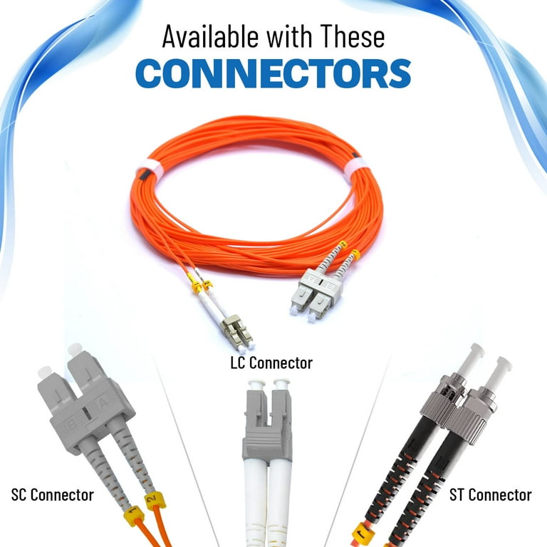 Newyork Cables Fiber Patch Cable | LC to SC Multimode Duplex OM1 62.5/125 Jumper Cord | 5M (16.4ft) 10GB Fiber Optic Cable (Orange)