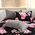 thumbnail image 5 of Flymme Black Comforter Set with Sheets 7-Piece Queen Size Bed in a Bag Pink Floral Print Bedding Set for Women Bedroom Decor, 5 of 8