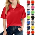 thumbnail image 2 of CCRFTGI Polo Shirt for Girls Size 10-12 Back To School Classic Fit Wicking Performance Uniform Golf Short Sleeve Polo Comfort Button Closure Tshirt Hot Pink 9-10Y, 2 of 4