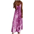 thumbnail image 1 of Robes Maxi d'Été pour Femmes Boho Florale Sans Manches Col en V Décontractée Ample Plage Robe Fluide Confortable Robe d'Été, 1 of 6