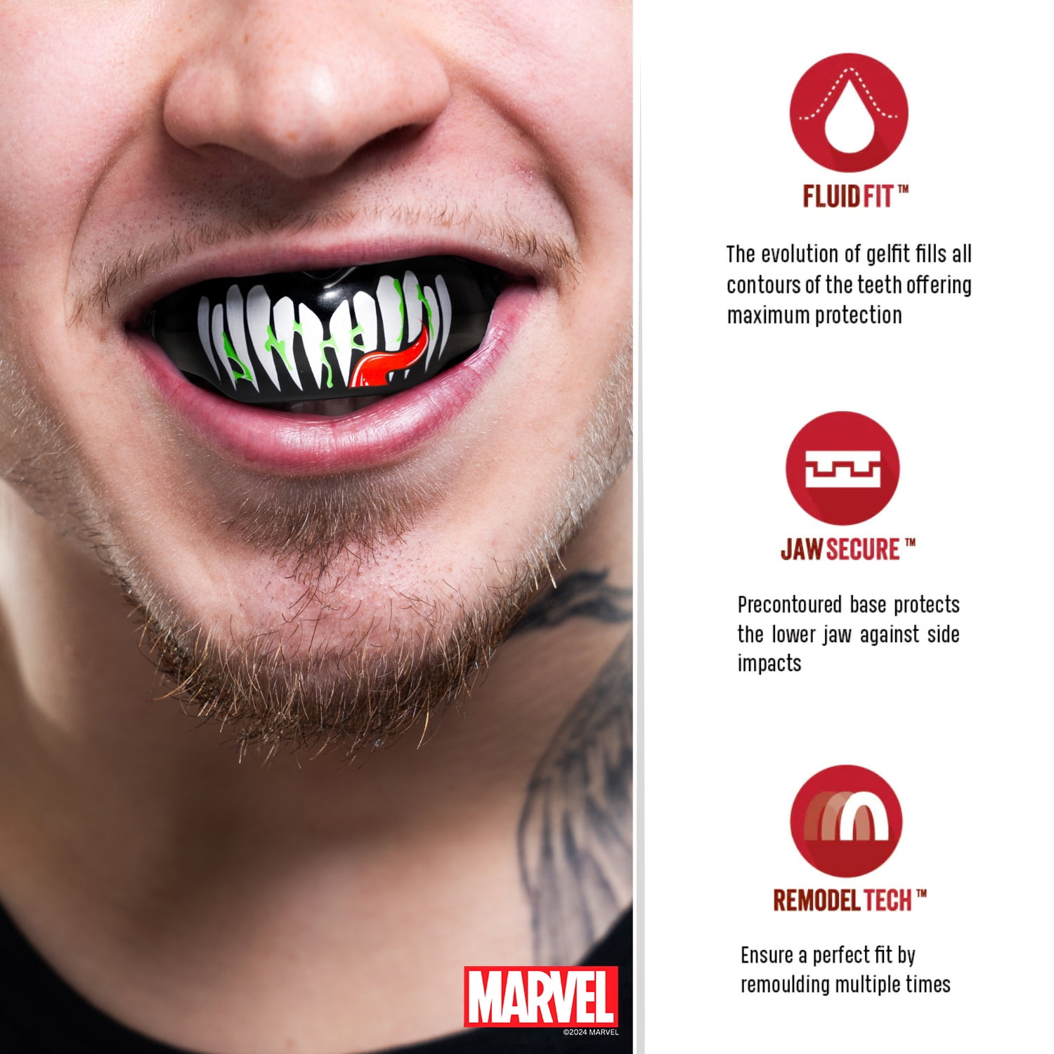 Venom Mouth Guard for Braces with Case, One Size Remoldable Mouthguard