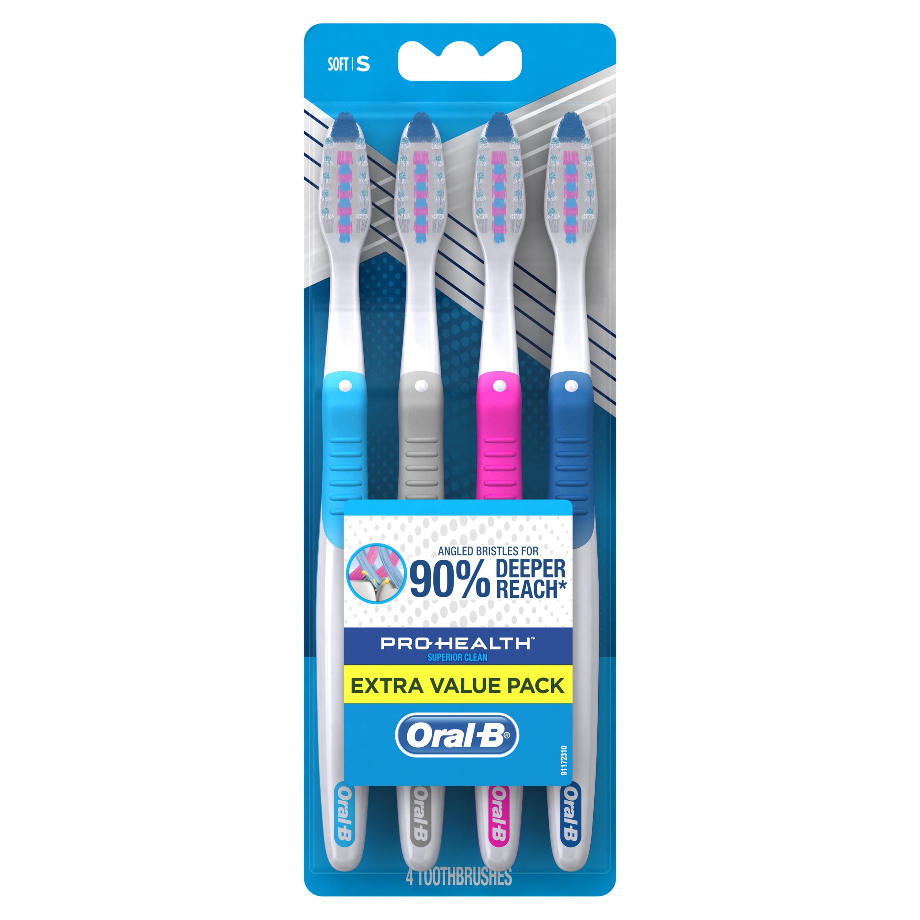 OralB CrossAction Deep Reach Manual Toothbrush, Soft, 4 count