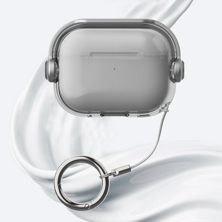 ELEHOLD for Airpods Pro (2019) Case Slim Fit Clear Transparent Kickstand Plastic Simple Shockproof Protective Case with Ring Keychain for Airpods Pro (2019) Gray