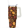 thumbnail image 2 of Maple Leaf Pumpkins in Autumn 40 Oz Tumbler with Handle Lid and Straw, Stainless Steel Double Walled Vacuum Insulated Cup, Cute Birthday Gifts Tumbler for Women Men Friends, 2 of 7