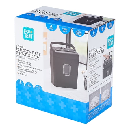 Pen Gear 6-Sheet Micro-cut Paper/Credit Card Shredder with 3.4 Gallon Bin, Black,Home and Office use