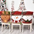 thumbnail image 3 of Wosthever Funda para silla de Navidad en 3D, suministros para arreglos de comedor de alce de dibujos animados, patrón de rejilla polar, funda protectora Kits de decoración para fiestas Papá Noel Wosthever HA069385-01, 3 of 6
