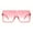 All Pink, variant on Pop Color Squared Rectangular Flat Top Mob Plastic Oversize Sunglasses All Pink