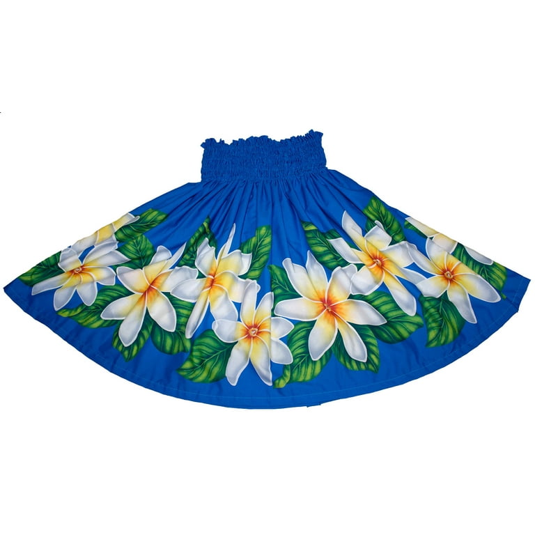 【AGNEL】LOVE HAWAII SKIRT Hawaiian Handmade Tropical Pa'u Hula Skirt with Blue Flower