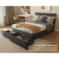 thumbnail image 2 of Lofka Full Bed Frame with 4 Drawers(Wheeled) and Adjustable Headboard Platform Bed Dark Grey, 2 of 8